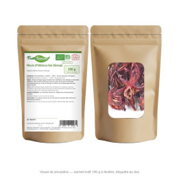 Sachet kraft 100 g FruitsTropicaux - fleurs d'hibiscus bio (bissap)