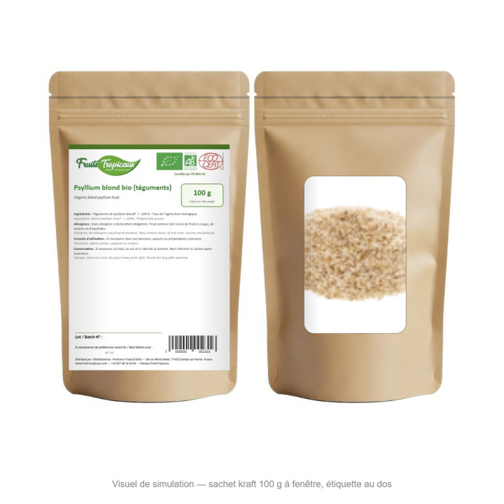 Psyllium blond bio (téguments) - sachet kraft 100 g