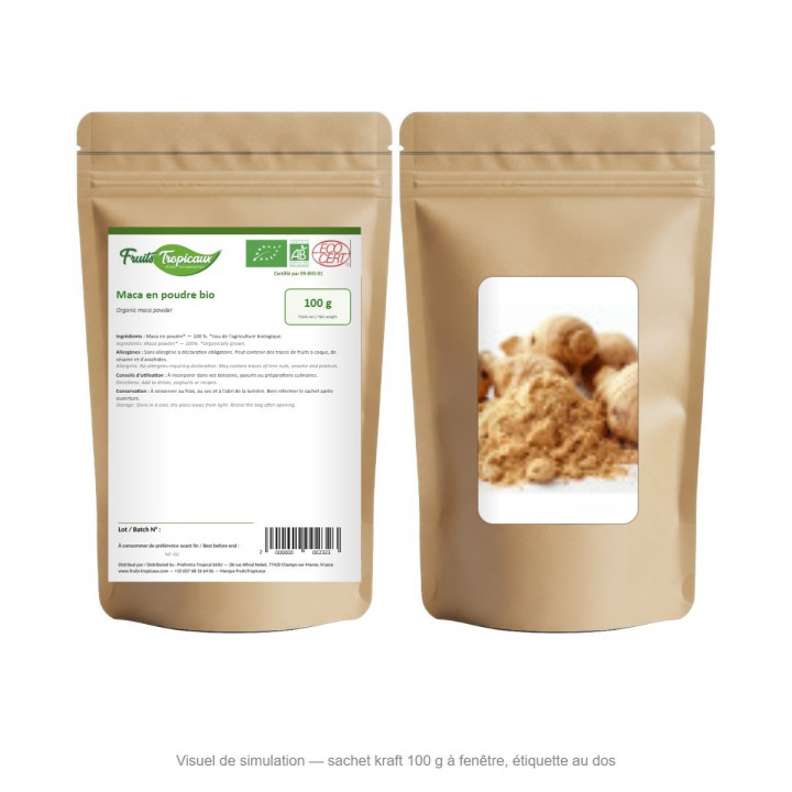 Maca en poudre bio - sachet kraft 100 g