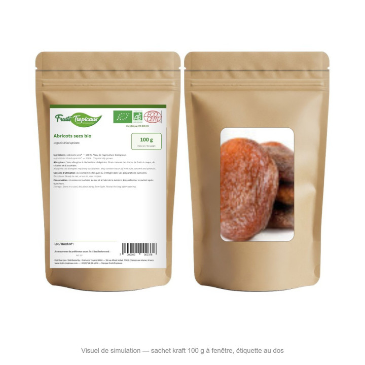 Abricots secs bio - sachet kraft 100 g