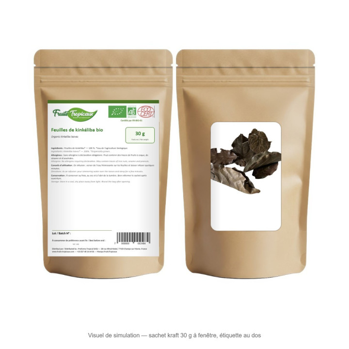 Feuilles de kinkéliba bio - sachet kraft 30 g
